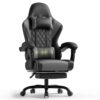 TRIUMPHKEY Gaming Chair With USB Massage Lumbar Support, Footrest, Ergonomic Computer Chair With Reclining Backrest, Headrest Grey Or Black