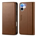 TUCCH Flip Wallet Case for iPhone 16 plus 6.7 Brown