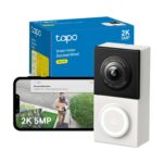 Tapo D130 2K 5MP 180 FOV Doorbell Camera Wired,Camera Doorbell Ring Chime Included, Colour Night, IP65, AI Detection, 2 Way Audio