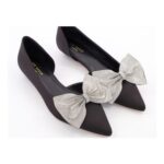 Ted Baker Black & Silver Bow Embellished Ballet Flats