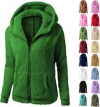 Teddy Fleece Jacket Women Full Zip Sherpa Fuzzy Coat Lightweight Hoodies