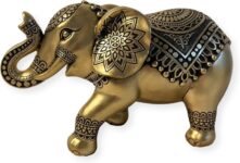 Thorness Exquisite Golden Elephant Statue: Elegant Ornament in Brilliant Gold Hue – Perfect for Home Decor