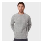 Threadbare Mens Grey Cable Knit Crew Jumper – Small Only