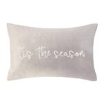 Tis the Season Silver Velvet Embroidered Cushion (30cm X 50cm)