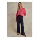 Together Navy Belted Wide Leg Trousers