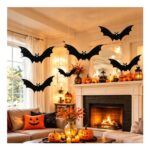 Tomario 12-Pack Halloween Bats Decoration Reusable Glowing Eyes Indoor Outdoor