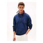 Tommy Hilfiger Colour-Blocked Collar Terry Quarter-Zip Jumper