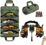 Tool Belts Pouch for Men26 Pockets Tool Belt, Magnetic Tool Pouch with Wide Waist Nylon Belt and a Hammer Hole, Detachable Adjustable Magnetic Professional Work Tool Belt for Electricians Carpenters