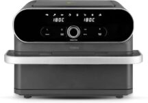 Tower Elite Flexi-Drawer Air Fryer with Divider, Vortx Cooking Technology, Digital Control Panel, 8 Cooking Presets, 1700W