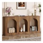 Tribesigns Farmhouse Console Table with 3 Arched Shelves, 160cm