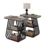 Tribesigns Narrow 3-Tier End Table with Storage, Black (2)