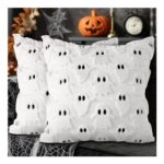Two-Eyed Ghost Cushion Covers Set of 2, 18×18 Cm, White