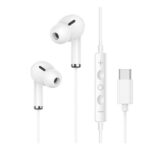 USB-C Wired Earbuds with Mic, Volume Control, Noise Cancelling, White