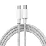 USB Type-C 1M 60W Braided Cable For Apple IPhone 15 / 16 – White x 5