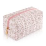 UUYUUY Quilted Pastel Pink Makeup Bag, 1 Pc, All-round Storage