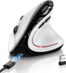 Uineer Ergonomic Wireless Mouse, Rechargeable Vertical Bluetooth Mouse Reduce Wrist Strain, Connect Up to 3 Devices, Silent Click, 4 Adjustable DPI, Compatible with Windows & macOS