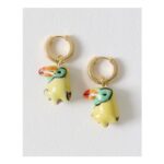 Uma Parrot Charm Drop Huggie Earrings