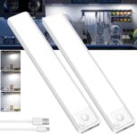Under Cabinet Kitchen Lights LED – Cupboard Light Motion Sensor Indoor Rechargeable Strip Wireless USB Powered Magneti Battery Operated for Stairs Wardrobe Hallway Garage Bed