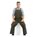Under NY Sky Pottery Cross-Back Apron – Green Twill