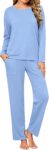 Uniexcosm Womens Cotton Pyjama Set, Long Sleeve Top & Trousers