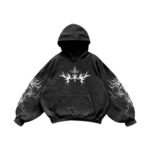 Unisex Y2K Skull Print Hoodie with Pocket, Oversized Y903