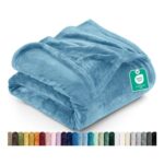 Utopia Bedding Queen Fleece Blanket 228x228cm, 300GSM, Washed Blue