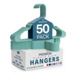 Utopia Home 50-Pack Plastic Hangers with Shoulder Grooves, Aqua