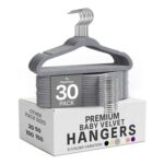 Utopia Home Velvet Hangers for Kids, Pack of 30, Grey