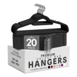 Utopia Home Velvet Suit Hangers with Tie Bar, 20-Pack, Black