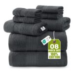 Utopia Towels Premium 8-Piece Towel Set, 100% Cotton, Grey