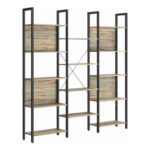 VASAGLE 14-Shelf Metal Bookcase, Industrial Style, 24x158x166 Cm