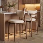 VASAGLE Bar Stools Set of 2, Solid Wood, with Backrest