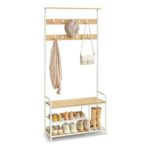 VASAGLE Coat Rack Stand with Bench and Shoe Storage