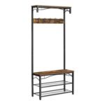 VASAGLE Coat Rack with Bench, Shoe Rack, 5 Hooks