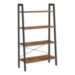 VASAGLE Ladder Shelf, 4-Tier Bookcase, Steel Frame, Rustic Brown/Black LLS144B01