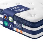 VASAGLE Pocket Sprung Mattress, Cooling Gel Memory Foam, 7-Zone Pressure Relief, H3 Medium Firm, 190 x 90 x 25 cm, Blue