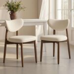 VASAGLE Set of 2 Fabric Dining Chairs, Solid Wood Legs
