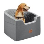 VEVOR Waterproof Dog Car Seat with Storage & Leash, Gray