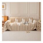 VIWATIN Boho Botanical Chenille Throw Willow Khaki 1 Seater 180x230cm