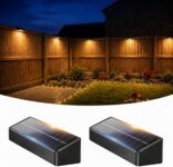 VOLISUN Solar Fence Lights Outdoor Garden,12 Pack RGB Solar Wall Lights Outdoor Waterproof, Bright Solar Powered Garden Fence Lights 9 Color Modes for Deck Patio Decking Gate Yard Decoration (Black)