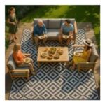Valiant Large Waterproof Garden Rug for Indoor and Outdoor – Geometric Grey