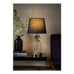 ValueLights Glass Pineapple Touch Table Lamp with Black Shade