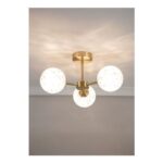 ValueLights India Brushed Gold Ceiling Light with White Globe Shades