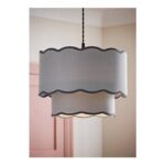 ValueLights Sloane Easy Fit Grey Ceiling Lampshade 2 Tier Scallop Shade