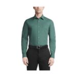 Van Heusen Poplin Fitted Dress Shirt, Dark-Leaf, 14.5/32-33