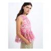 Vanessa Mesh Ruffle Pink Floral Peplum Top