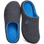 VeraCosy Mens Two-Tone Memory Foam Slippers, Dark Gray Blue, 9.5 UK – Sold by VeraCosy Direct / FBA