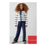 Very Girls Knit Bow Cardigan & Wide Leg Knitted Trousers – Navy Blue