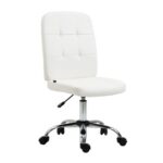 Vinsetto Armless Office Chair, Adjustable Height, Button Tufted, White