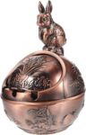 Vintage Rabbit Ashtray with Lid Dark Red Zinc Alloy